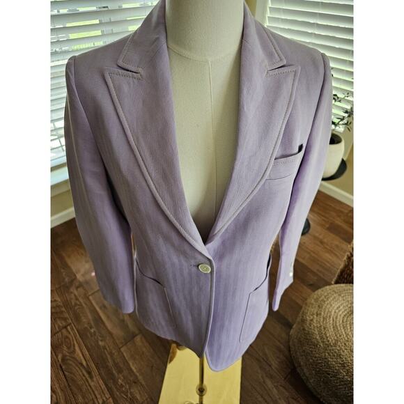 Domenico Vacca Linen Blend Blazer Women's Size 8 Purple Made in Italy Luxury - Picture 2 of 11